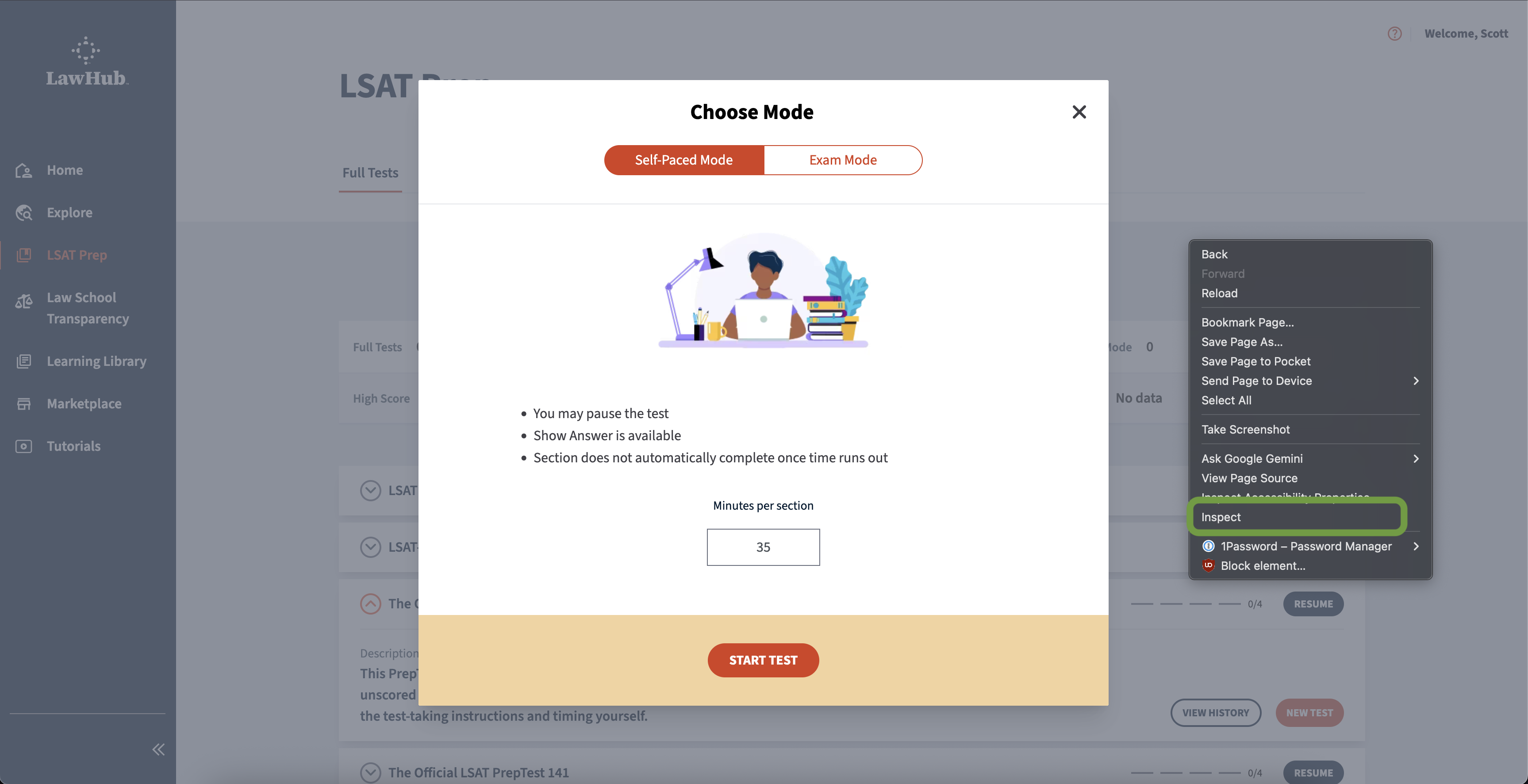 Open developer console